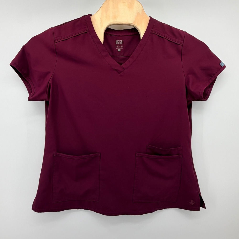 Med Couture Scrub Set Women L Burgundy Insight V-Neck Top Cargo Pants Uniform